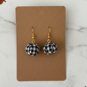 NWT Buffalo Plaid Fabric Earrings | Black & White Check | Classic Farmhouse